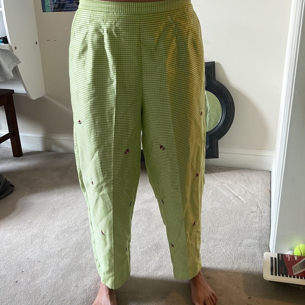 Checked watermelon pants